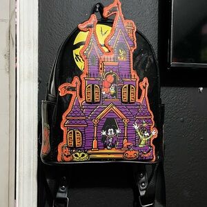 Loungefly Disney Parks Halloween Mickey & Friends Haunted House Mini Backpack.
